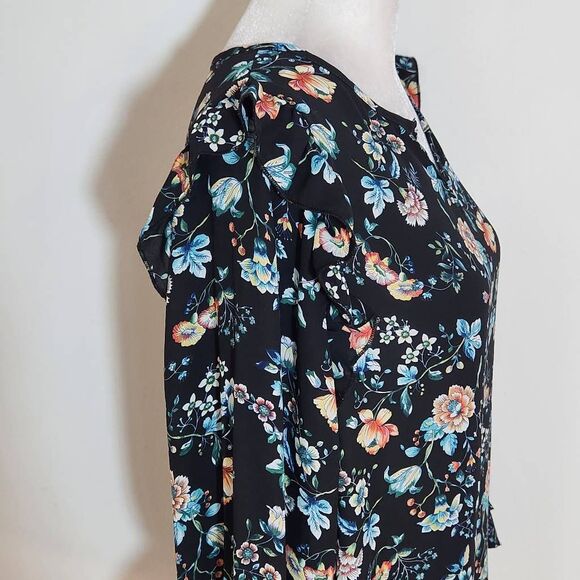 Counterparts Black Floral Blouse Size Medium Floral Peasant Blouse - Picture 5 of 9